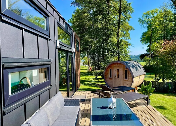 Tiny House Mit Saunafass Chalet Zupfing